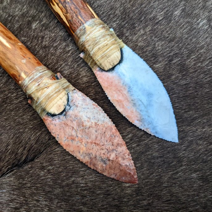 Agatized coral stone knife blades