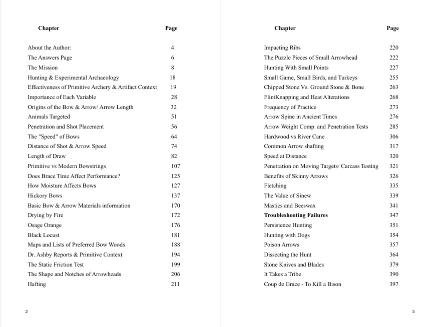 table on contents vol 1