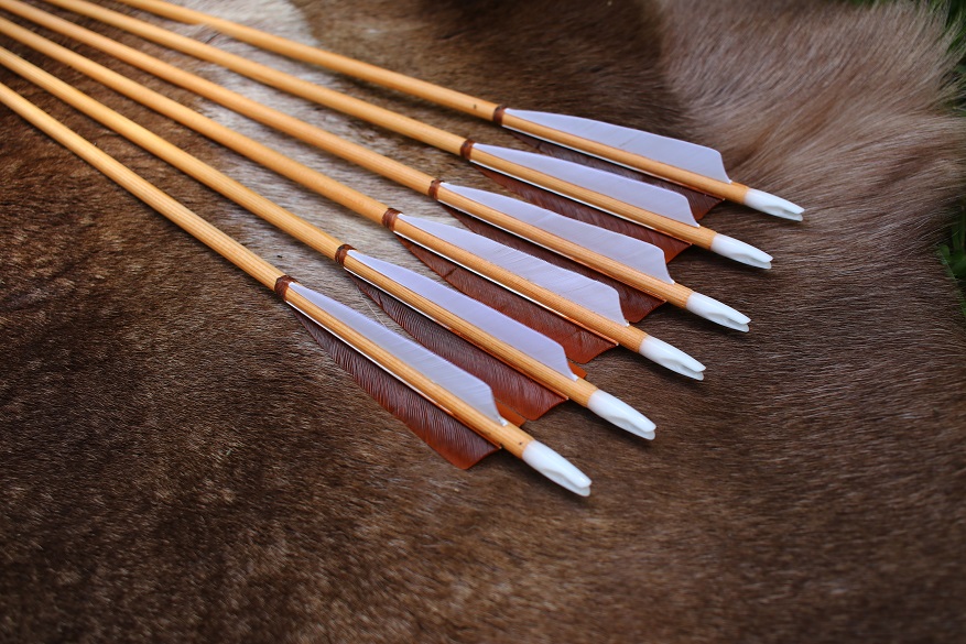 Archery Wooden Arrows with Turkey Feathers Field Points for Longbow Recurve  Bow